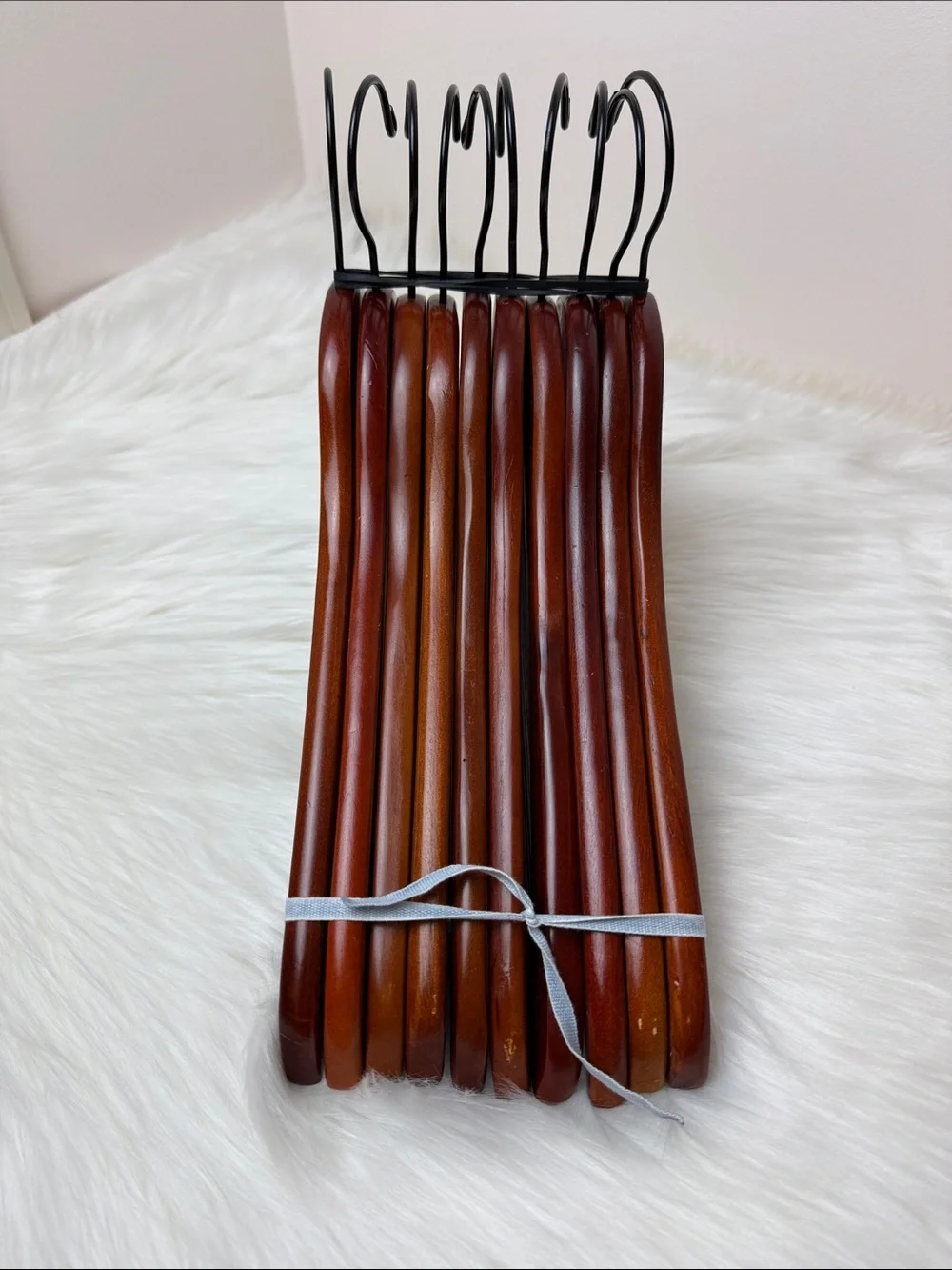 Brookstone Premium Wooden Hangers with Bar in Mahogany  - Set of 10